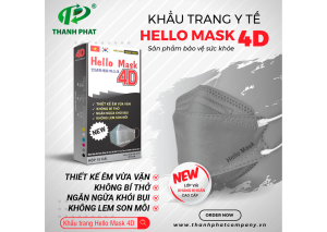 Khẩu Trang Cao Cấp 4D Hello Mask ( Màu xám - 10 Cái/Hộp )